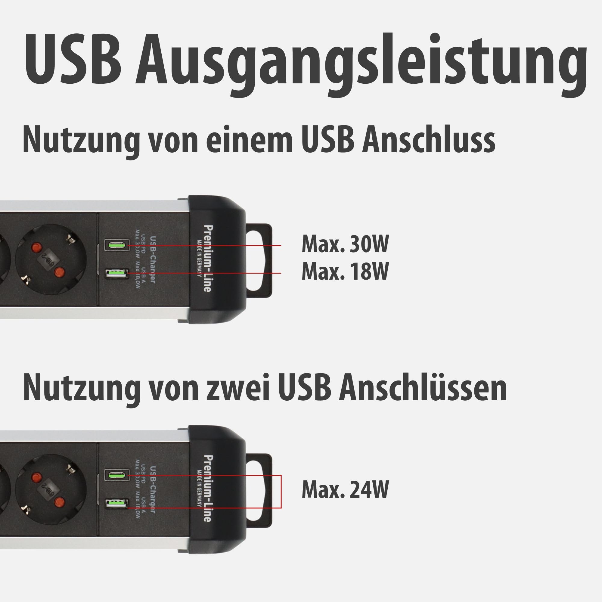 Brennenstuhl Premium-Alu-Line Steckdosenleiste 6-Fach mit USB C, 3m | Mit USB C PD 30W und USB A 18W aus Aluminium, Made in Germany, Mehrfachsteckdose mit Schalter, Steckerleiste zur Wandmontage