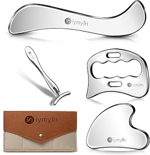 304 Steel Gua Sha Muscle Relief Facial Lift Lymph Drain Myofascial | Multi-use Scraping Tools, IASTM Tissue Mobilization, Relieve Muscle Soreness & Pain, Portable, Polished Surface, Gift