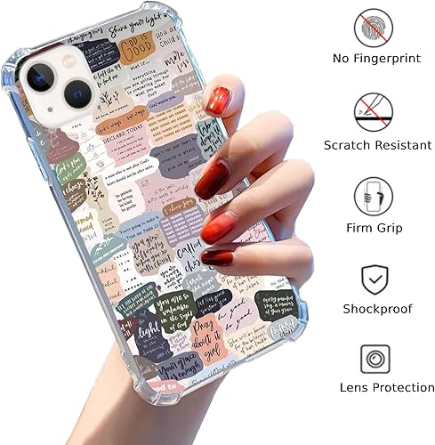 Miniatura 2 de Eurdosmk Funda estética con versículos bíblicos compatible con iPhone 14 Plus, bonita funda cristiana con citas positivas para iPhone 14 Plus para
