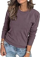 Arach&Cloz Women's Soft Knit Pullover Sweater - Long Sleeve Crew Neck Fitted Tops for Fall Casual Wear