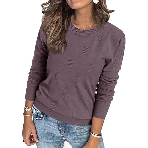 Arach&Cloz Womens Fall Sweater Long Sleeve Crew Knit Pullover Tops Trendy Dressy Blouse Business Casual Outfit Fashion 2024