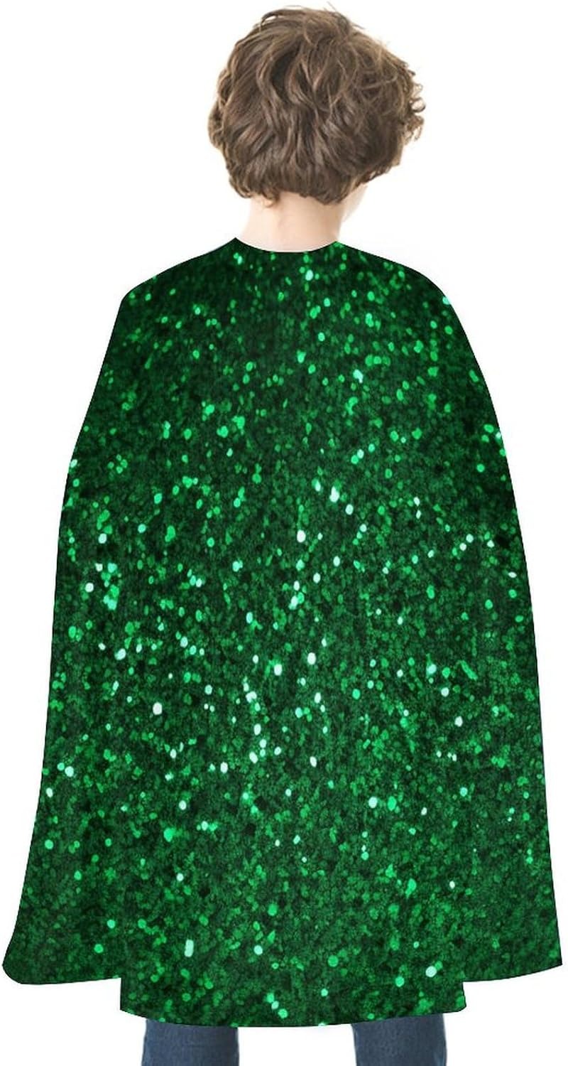 Halloween Capes,Green Sequin Sparkle Print Cosplay Capes,Double Side Cape for Spirit Day Dress Up Halloween Party Favors