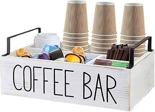 CGTQROVR Accesorios de cafetería Organizador de cafetería de Madera con divisores Organizador de té para casa de Campo de encimera en el hogar