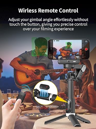 Miniatura 5 de AOCHUAN Estabilizador de cardán para smartphone, cardán de teléfono 4 en 1 con rotación de 360 para iPhoneAndriod Sefie Stick trípode con