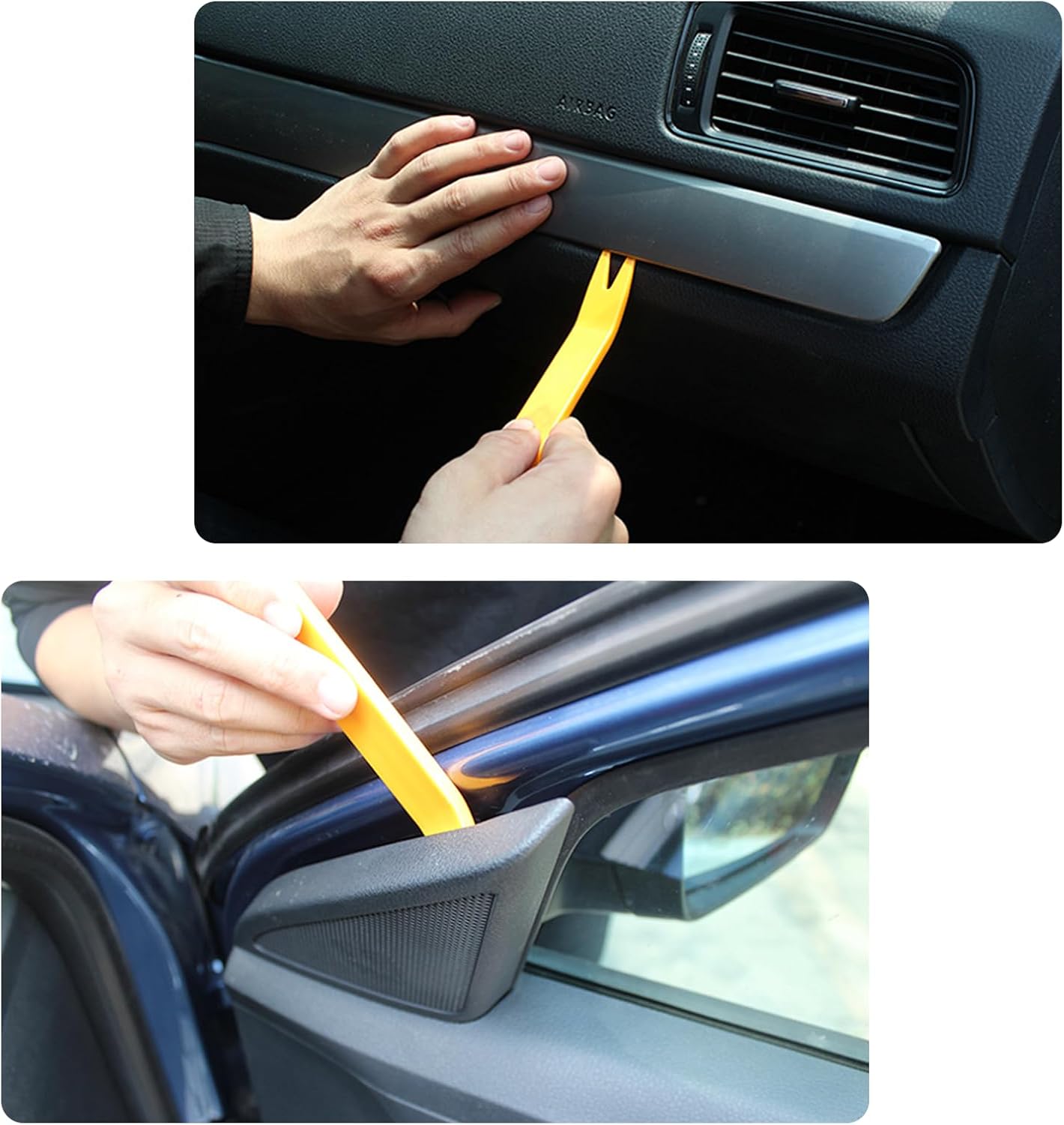 Trim Removal Tool Plastic Pry Tool Kit Auto,12 PCS Car Trim Removal Tool Kit, Car Accessories (Orange)