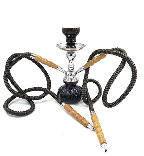 Hookah 2 Hose Set Glass Water Vase Tobacco Bong Smoking Shisha Pipe Hookah Black Color