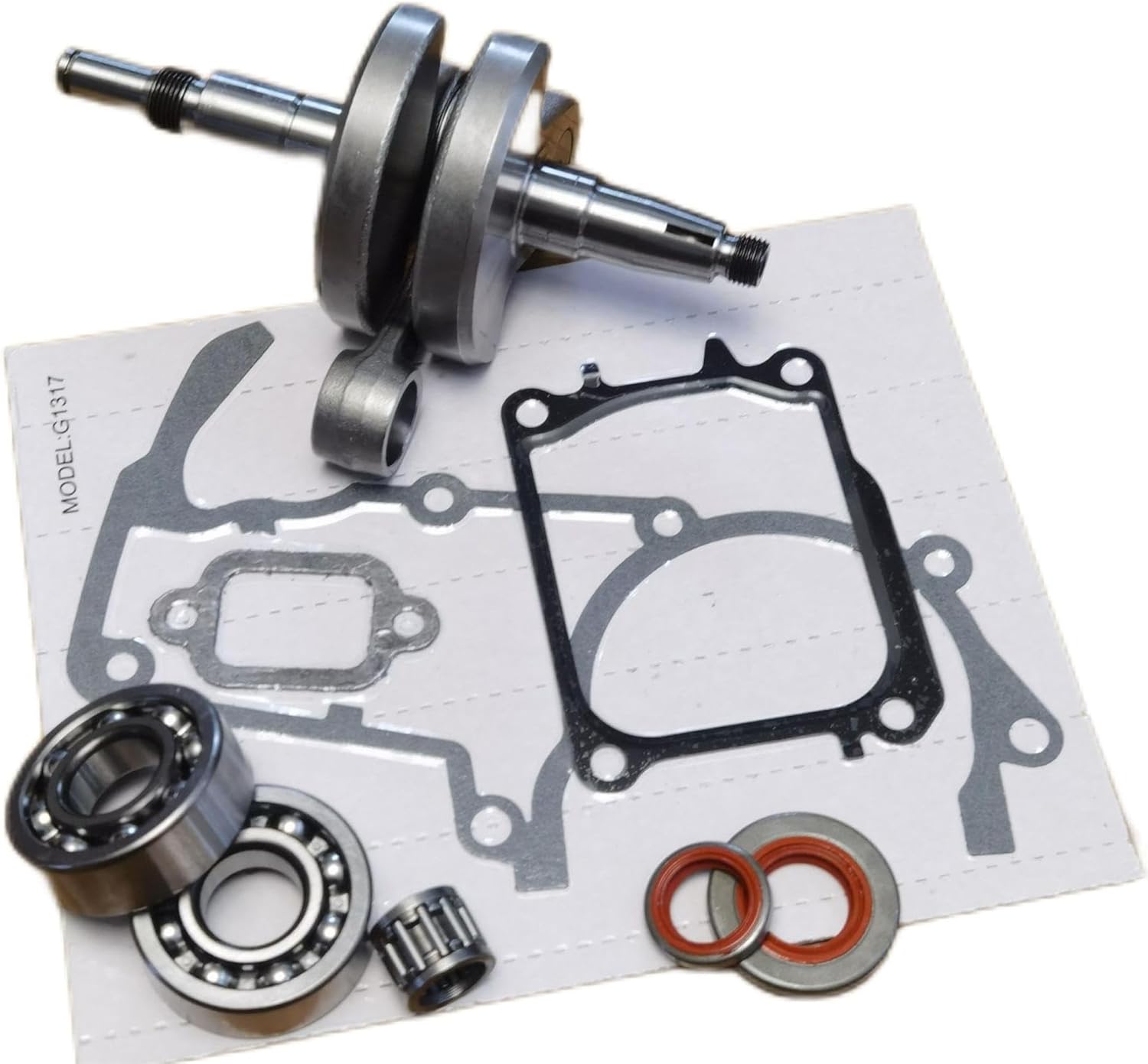 MS661 Crankshaft with Bearing Seals Pin Gaskets Assembly, silver