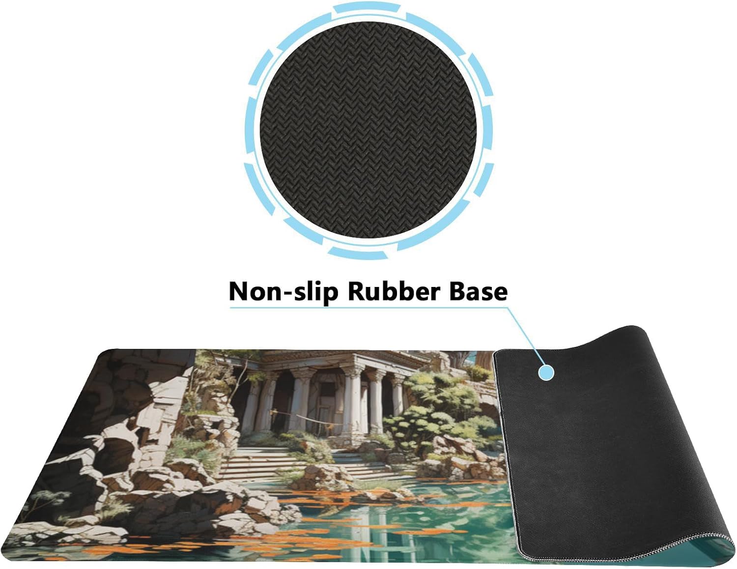 Large Ancient Roman Bath Mouse Pad 35.5 x 16 Inch with Anti-Fray Stitching, Non-Slip Rubber Base, Ideal for Gaming & Office Use