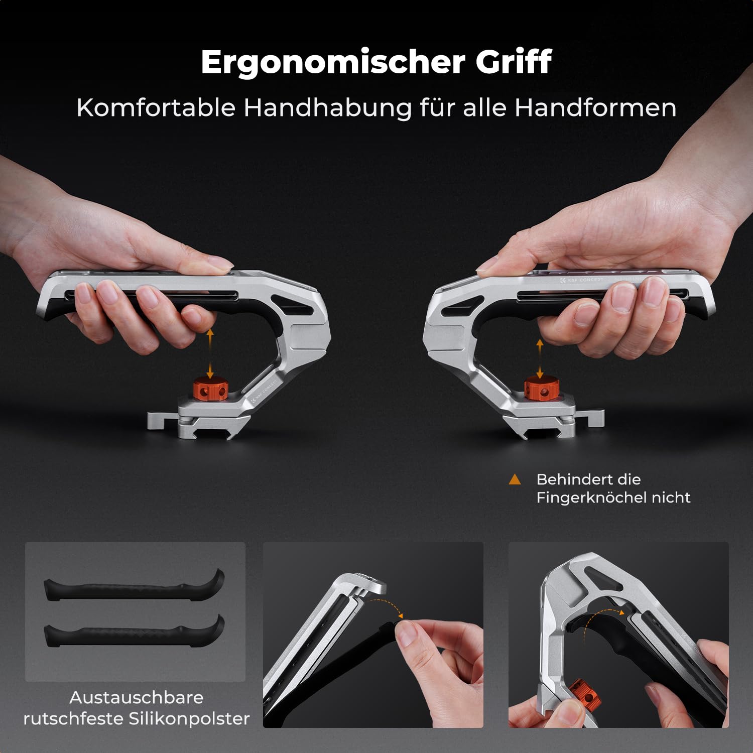 K&F CONCEPT Top Handle für Kamerakäfige,mit 3/8"-16 Locating Schraube für ARRI und mit Schnellverschluss für NATO-Schiene,Oberer Kameragriff mit 4 Kaltschuhadaptern für Zubehör
