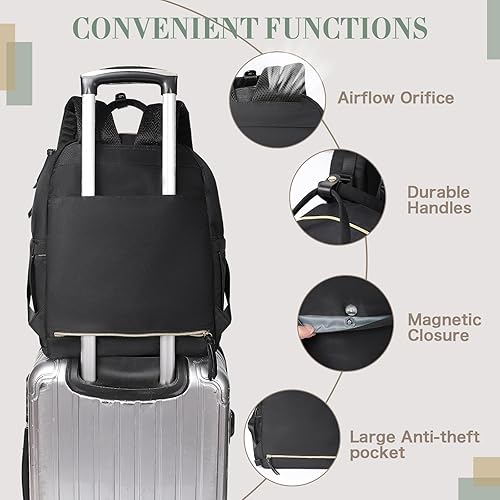 Miniatura 6 de Mochila para pañales, bolsa de pañales para bebé con 18 bolsillos, mochila grande para niñas y niños, bolsa de pañales impermeable con cambiador,