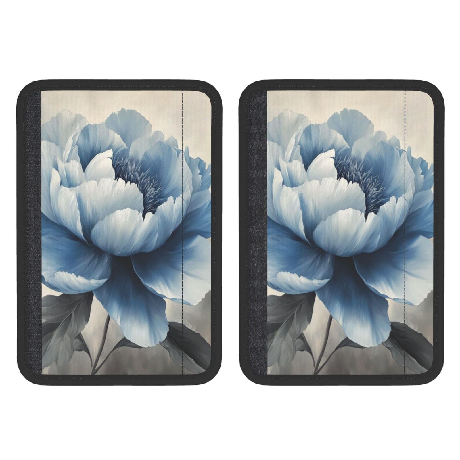 Blue and Gray Peony Flower Car Seat Belt Cover 2 Pack Seatbelt Strap Shoulder Pad Protector Universal Comfort for Car