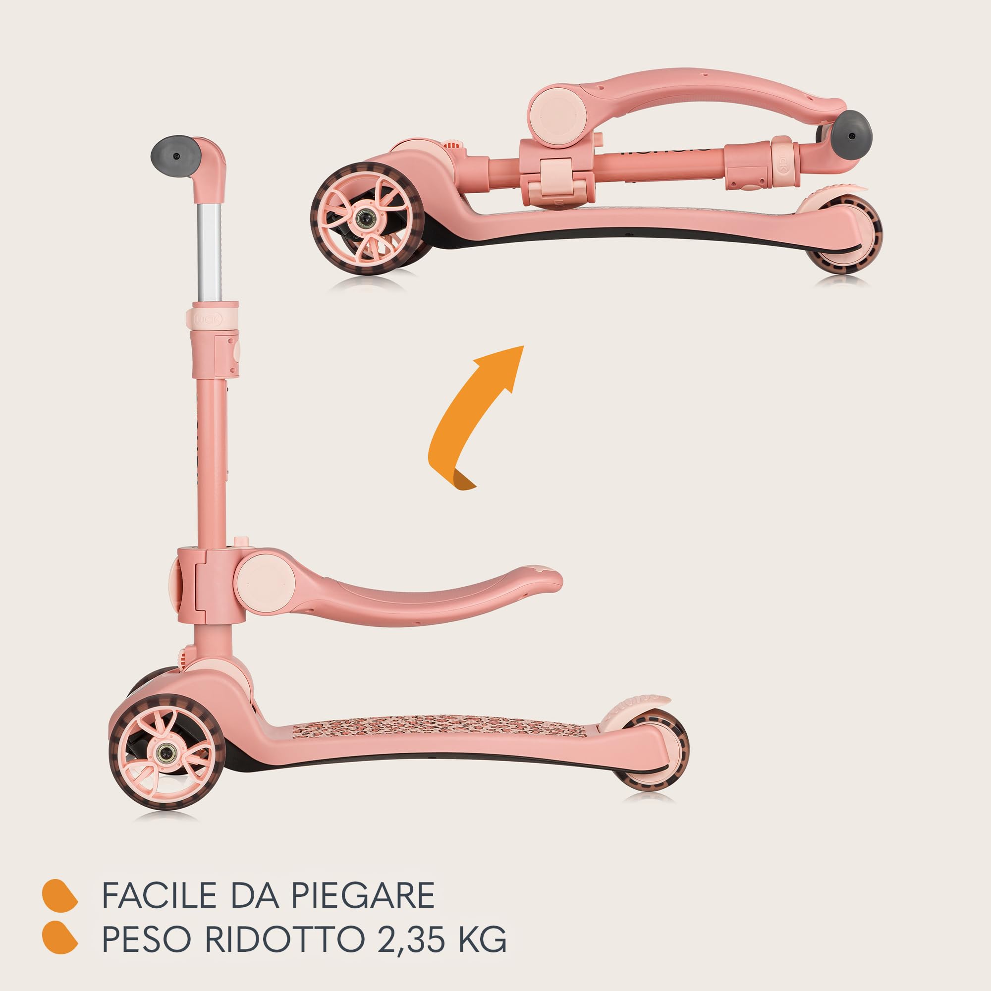Lionelo FRANKY 2 in 1 Bicicletta e Monopattino per Bambini Fino a 50 kg Adatto da 1 a 7 Anni con Sedile e Manubrio Regolabile, Ruote LED, Telaio Rinforzato, Pedana antiscivolo, Cestino