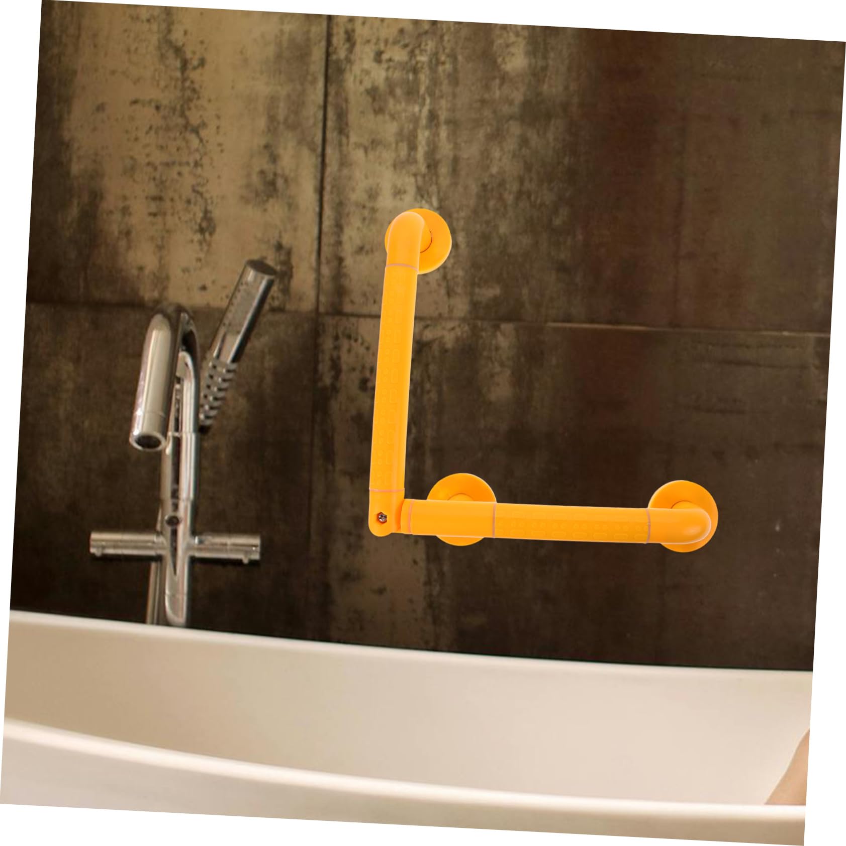 Barra de Apoyo para Baño Amarilla de Plástico y Acero Inoxidable | Bañera y Ducha, Agarre Antideslizante y Cómodo, Pensado para Niños y Personas Discapacidad