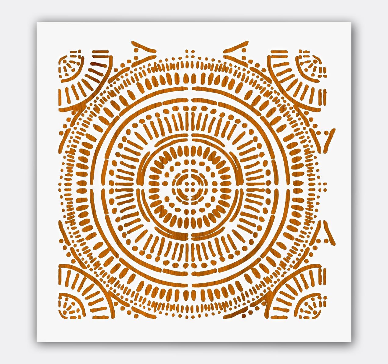 Boho Wall Stencil for Faux Tile Effect 12x12 Inch – Reusable 10mil Mylar Template for Painting Concrete Floors, Patios, Paths and Rustic Home Decor Projects