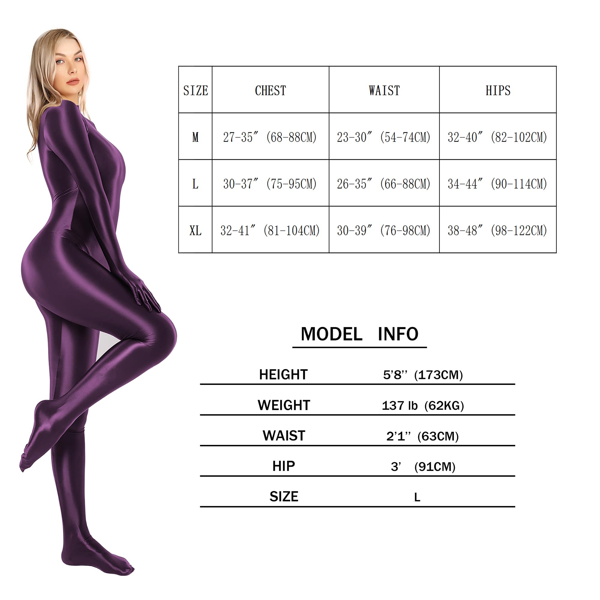Bodysuit Completo Lucido da Donna Costume da Bagno a Pezzo Unico Con Cerniera Posteriore Lucido