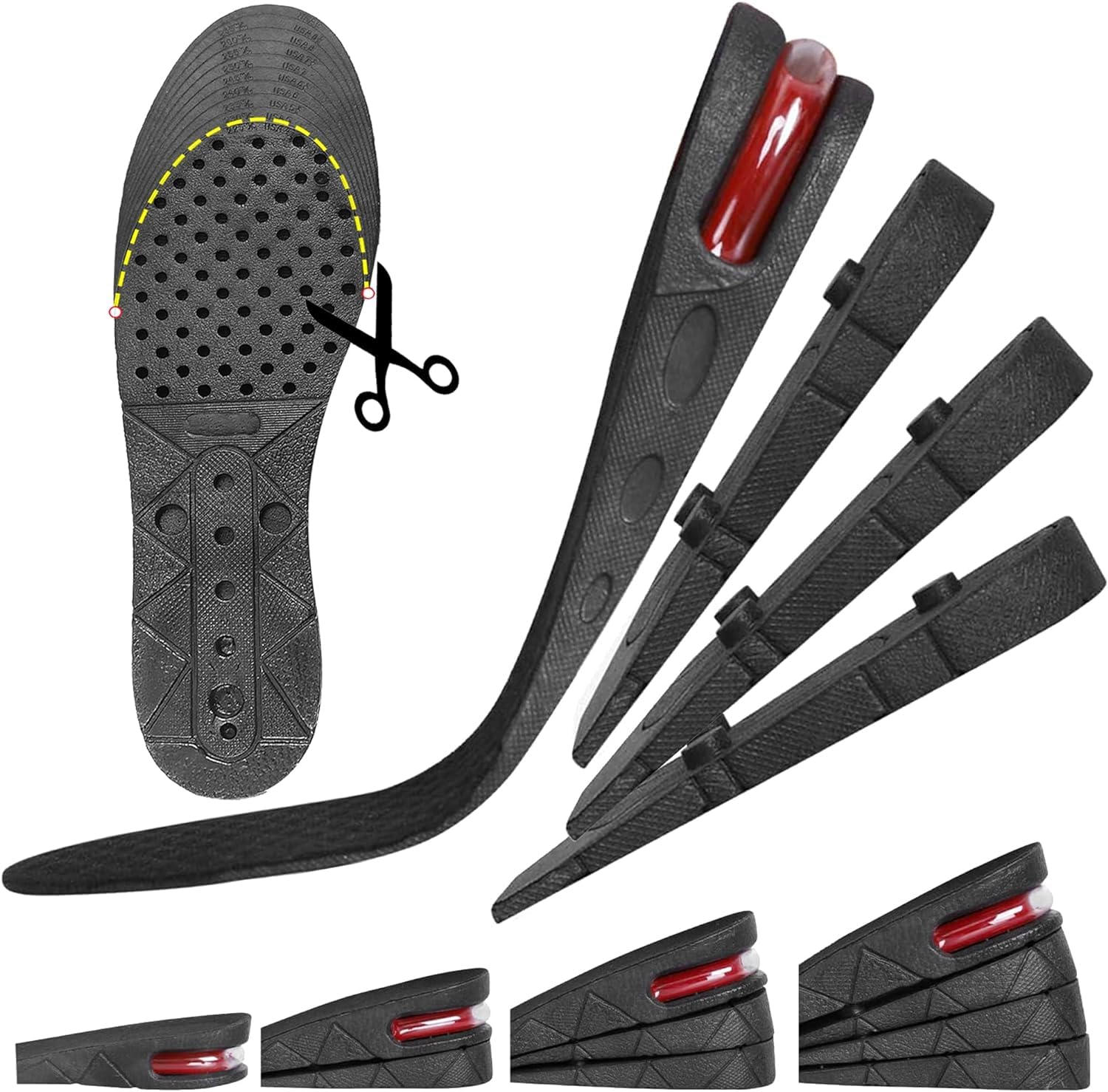 FI FIDROXIMPERIAHeight Increase Insoles Air Cushion Taller Insole, Shoe Lift Elevator,4 Layer Elevated Cushioned Insoles 1.97in, Shock-Resistant Insole for Men and Women,Suitable for High-Top Shoes