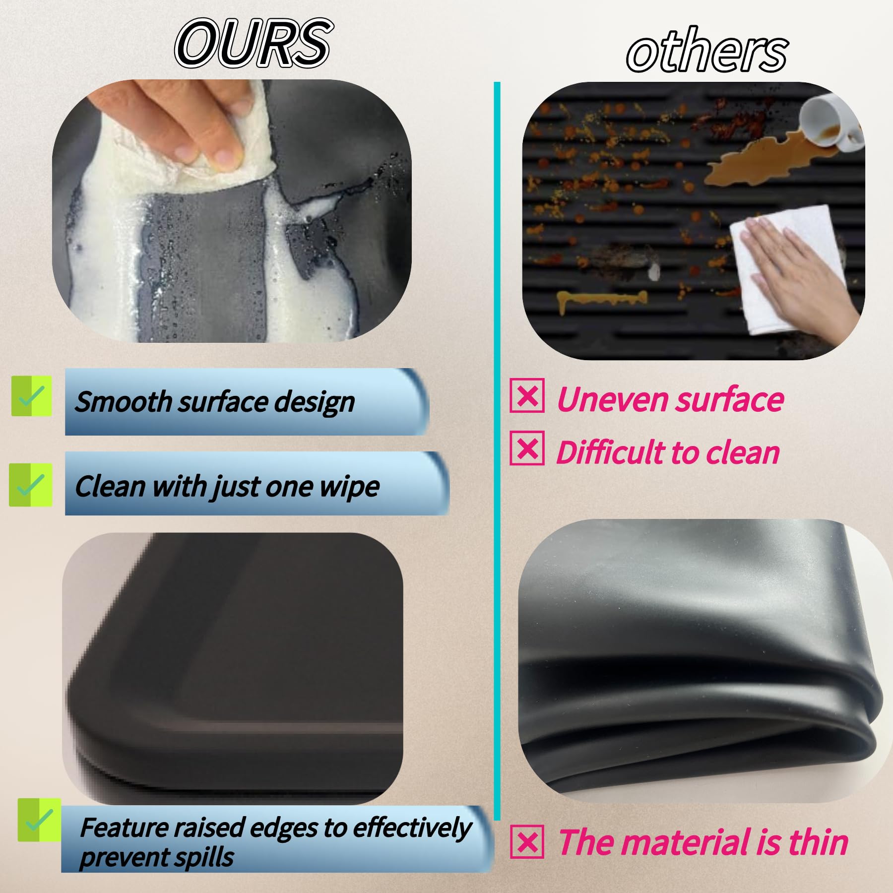 Iycnkok Silicone Stove Top Cover – Heat-Resistant Protector Mat For Glass/Ceramic/RV Induction Cooktops (27.55"x19.68", Black)