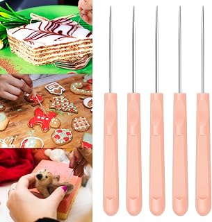 5er Pack Sugar Stir Needles 5.2 Inches, Cookie Scribe Needles Cake Decorating Needle Tool Cookie Decoration Supplies for Baking Lovers Bakeware Decorating Tools Sculpting & Modeling Tools (Pink)