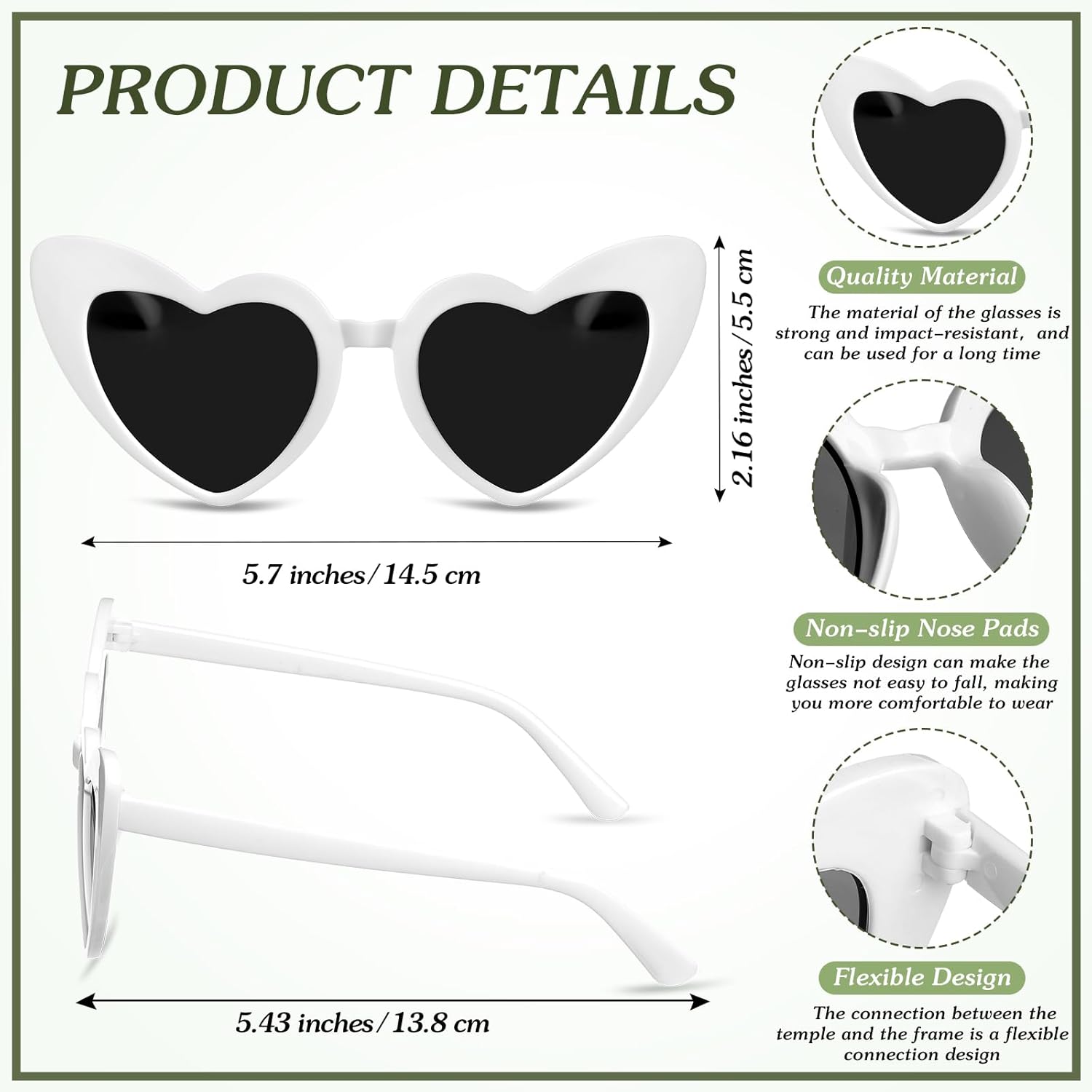 Flutesan Personalized Heart Shaped Sunglasses Bulk Heart Glasses with Paint Pens for DIY Wedding Party Favors - Image 4