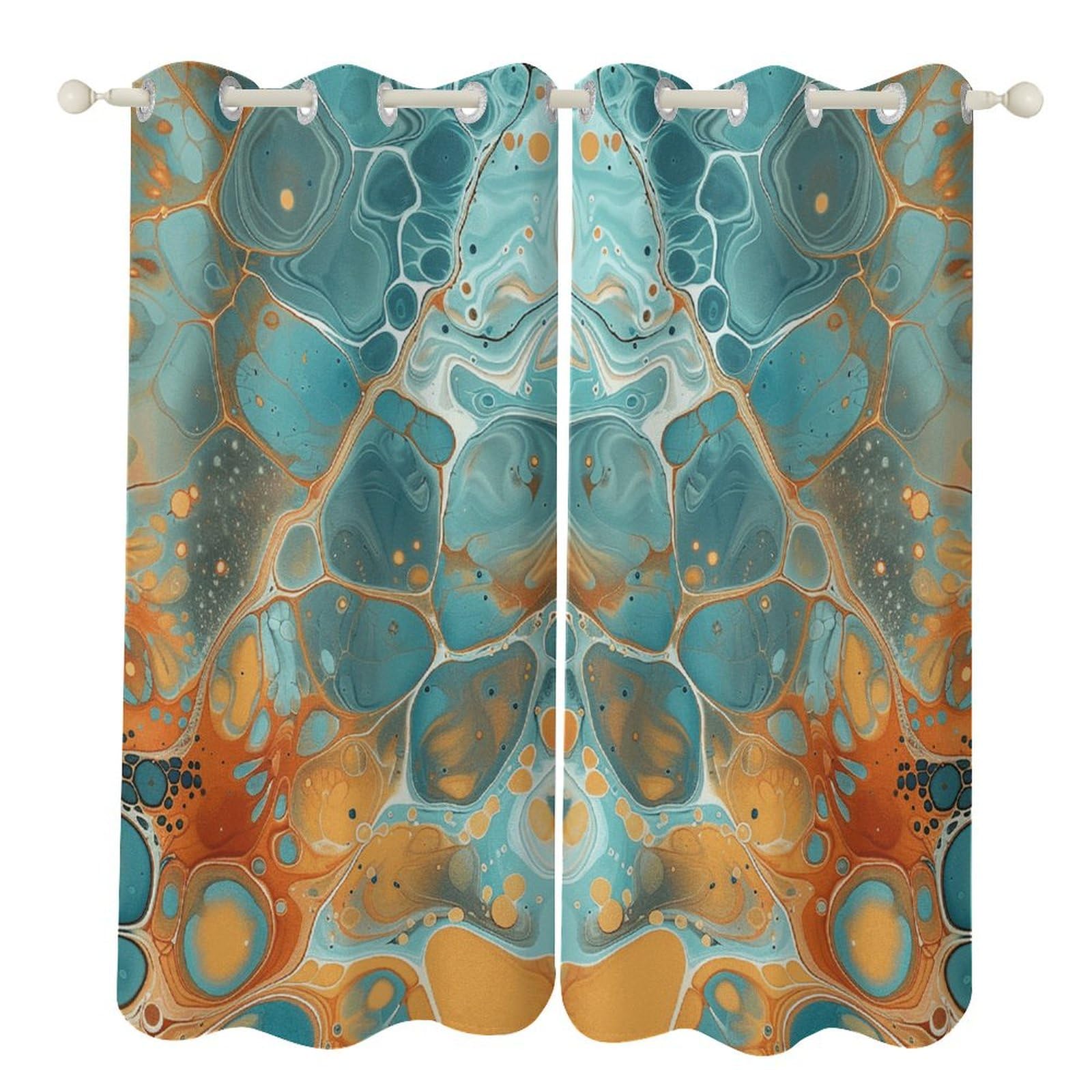 Rideaux occultants anti bruit et isolation thermique lot de 2 rideaux orange et turquoise
