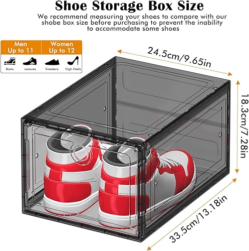Miniatura 2 de Paquete de 6 organizadores de zapatos más duros mejorados, almacenamiento de zapatos con puerta frontal magnética, cajas de zapatos transparentes