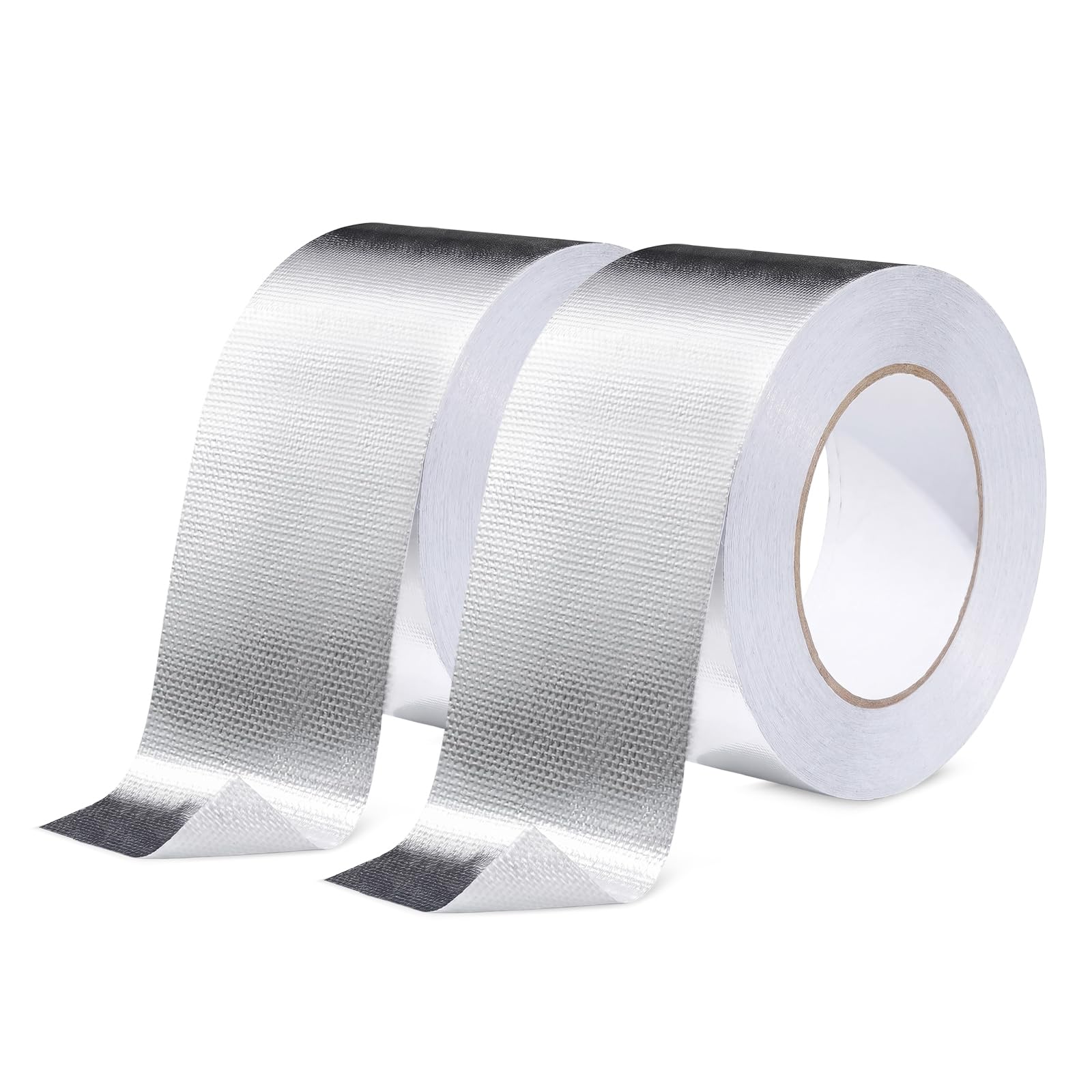 flintronic 2 Roll Aluminum Foil Heat Shield Tape, 50mm X 25m, Fiberglass Backed Aluminum Foil Tape, Silver Waterproof High Temperature Tapes For HVAC, Pipes Repairing, Ducts, Insulating Ventilation