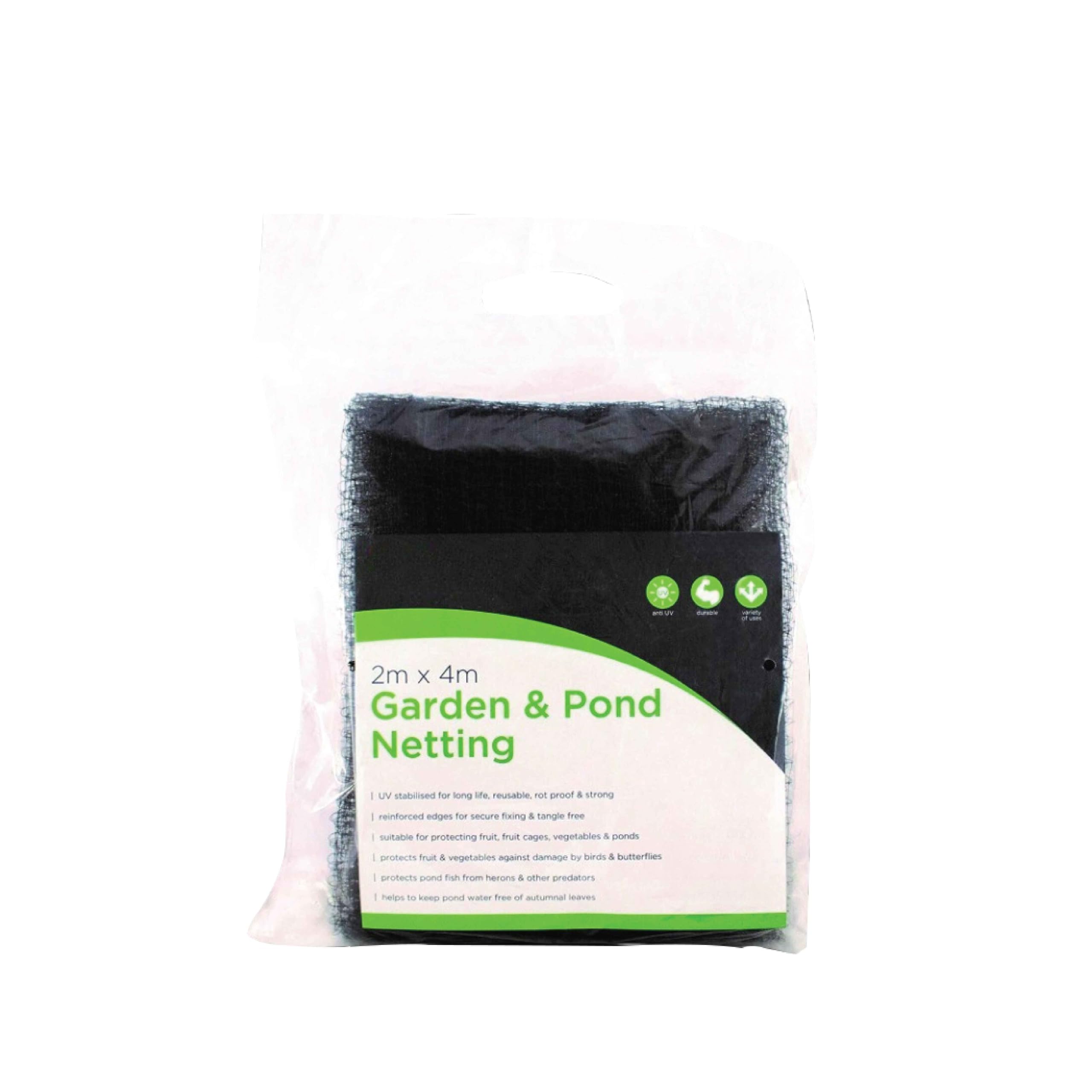 Garden Pond Protective Netting, 2m x 4m, Black Fine Mesh Cover for Leaves, Fish Protection, UV Resistant