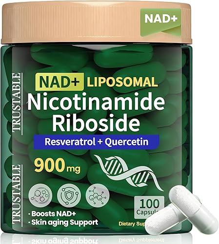 Suplementos NAD para mujeres y hombres, ribósido liposomal de nicotinamida 900 mg, suplemento de resveratrol NAD, quercetina, suplemento NAD+ de