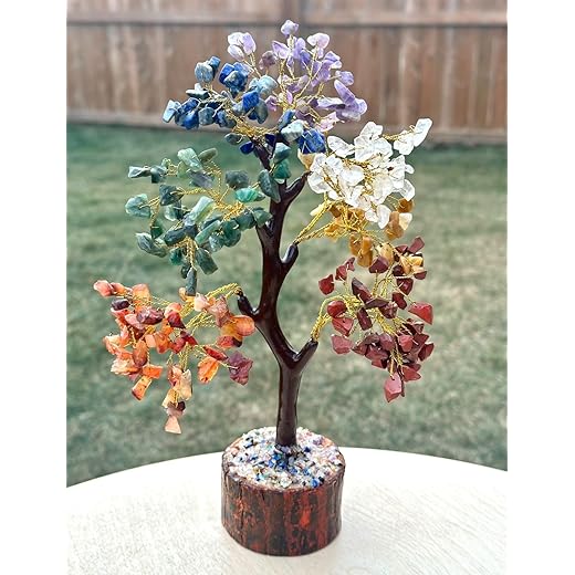 7 Chakra Healing Crystal Tree Ornament - Handcrafted Gemstones Bonsai for Seven Chakra Positive Energy Alignment and Spiritual Balance