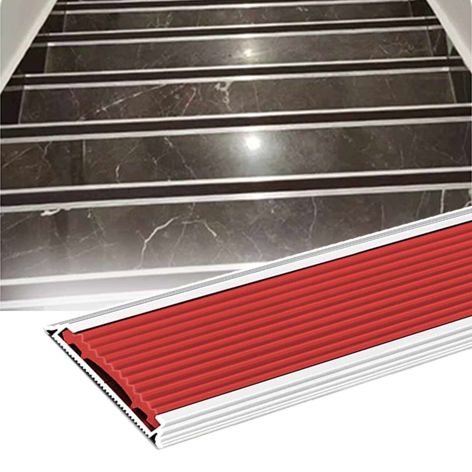 YLLFFLL Stairway Edge Protectors Suitable for Marble Floors, Customizable Stair Nose Molding, 2 Inch Wide Staircase Step Edge Trim(Red,1.9m/6.2ft)