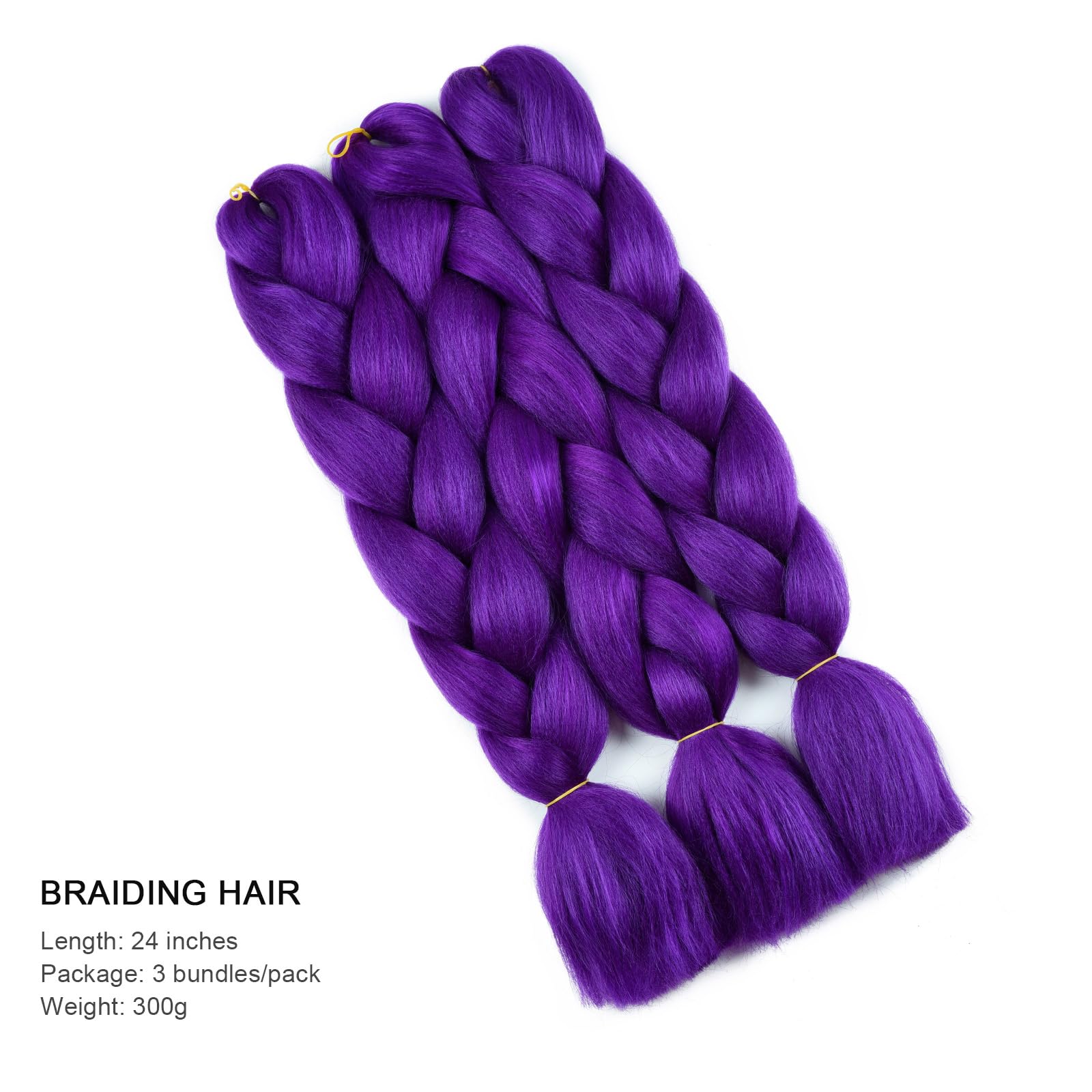 BUYOGET Jumbo Braiding Hair Extensions for Women 3 Bundles 24 Inch High Temperature Kanekalon Braiding Hair for Twist Crochet Box Braids Purple - Image 2
