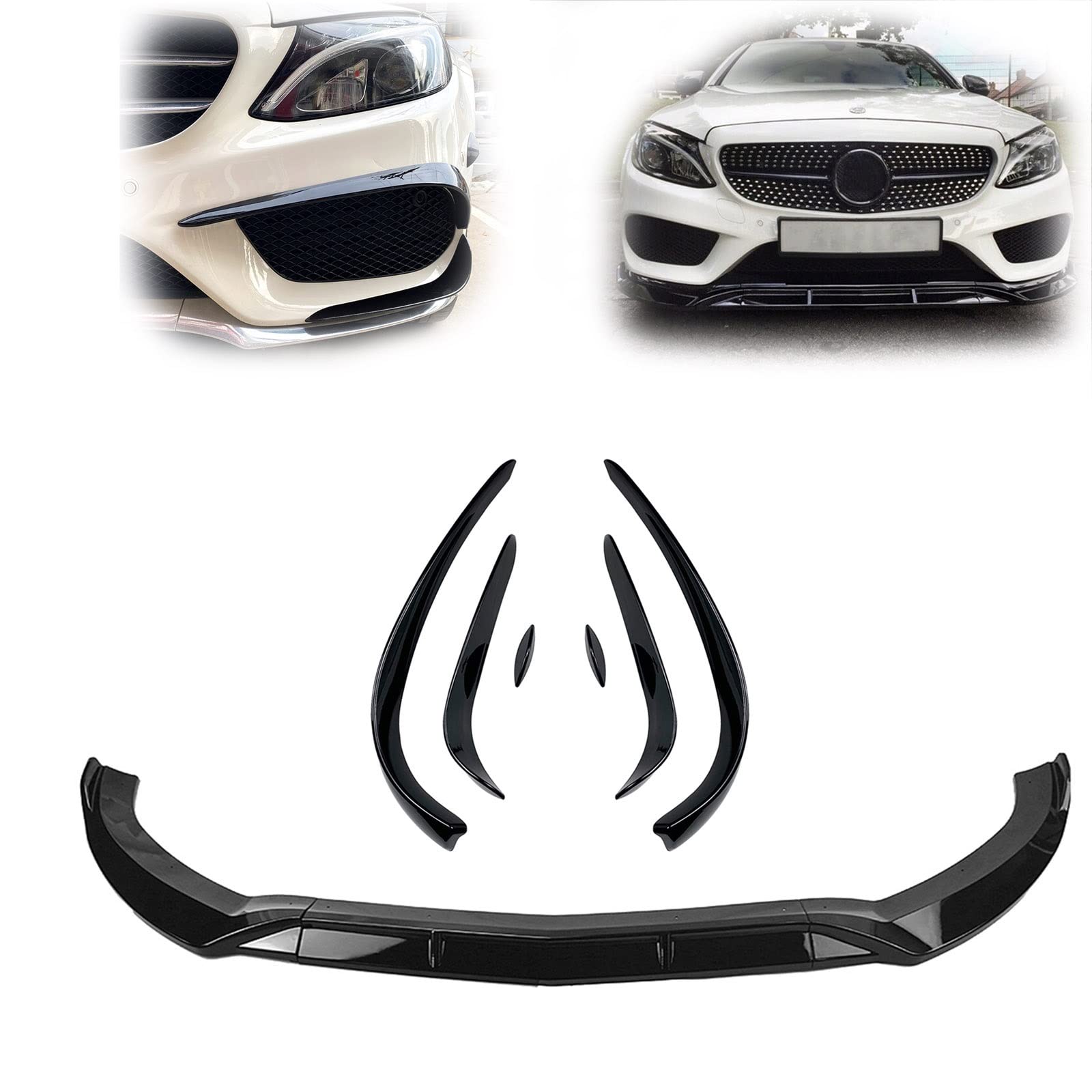 Kit carrosserie pour Benz Classe C W205 design sport en noir brillant 2015-2018