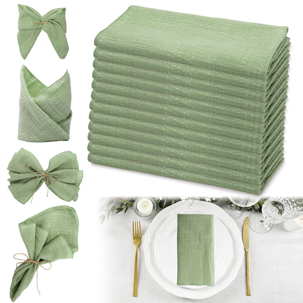 Serviettes en tissu mousseline de coton vert pour décoration de table anniversaire