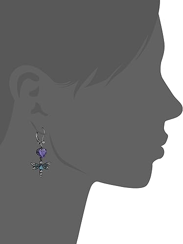 Miniatura 2 de Betsey Johnson Aretes Colgantes Dobles Desiguales de CZ y Mariposa