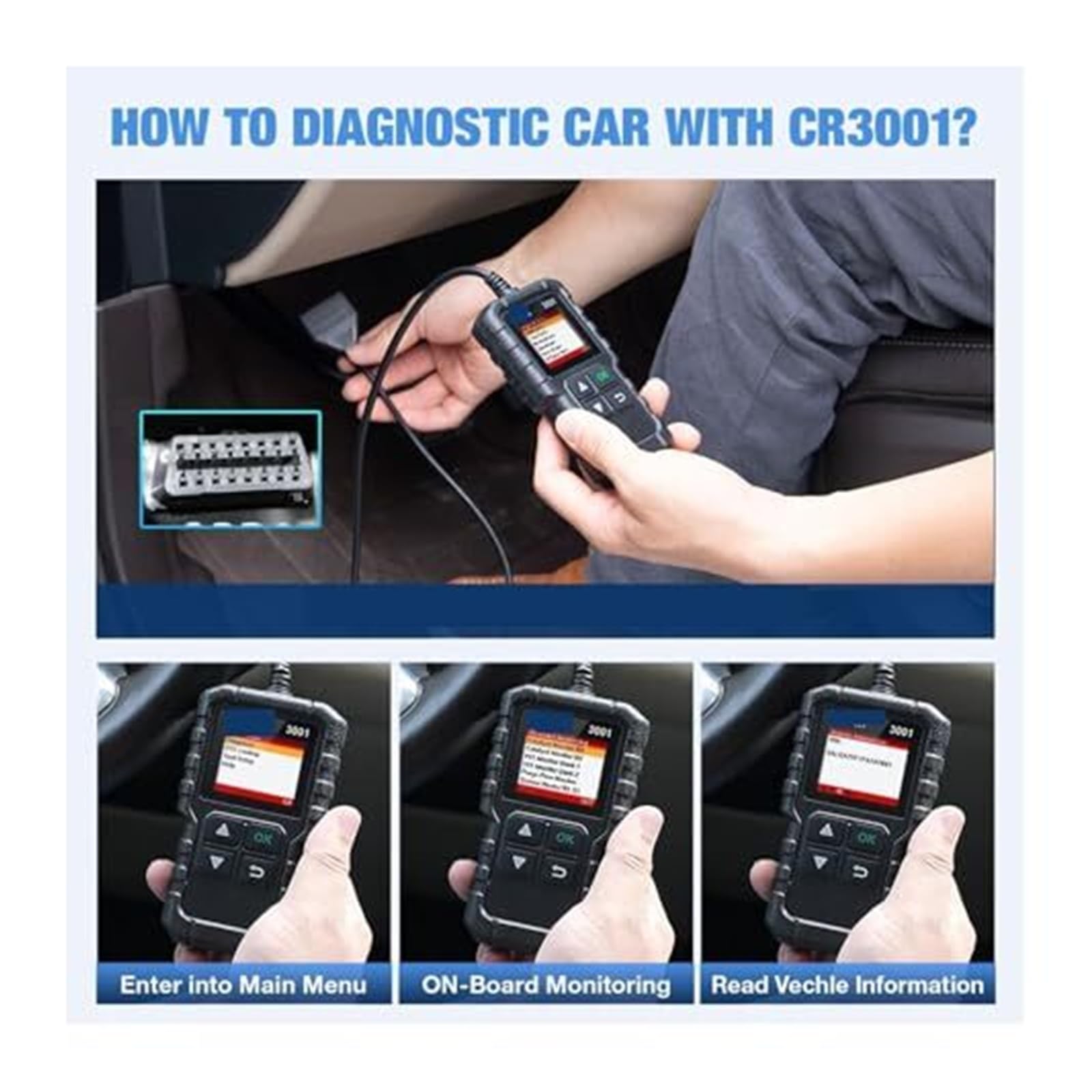 Strumento diagnostico for Auto, Scanner OBD2 X431 CR3001 for guasti al Motore, Lettore di Codici OBDII for, SUV, Camion Leggeri