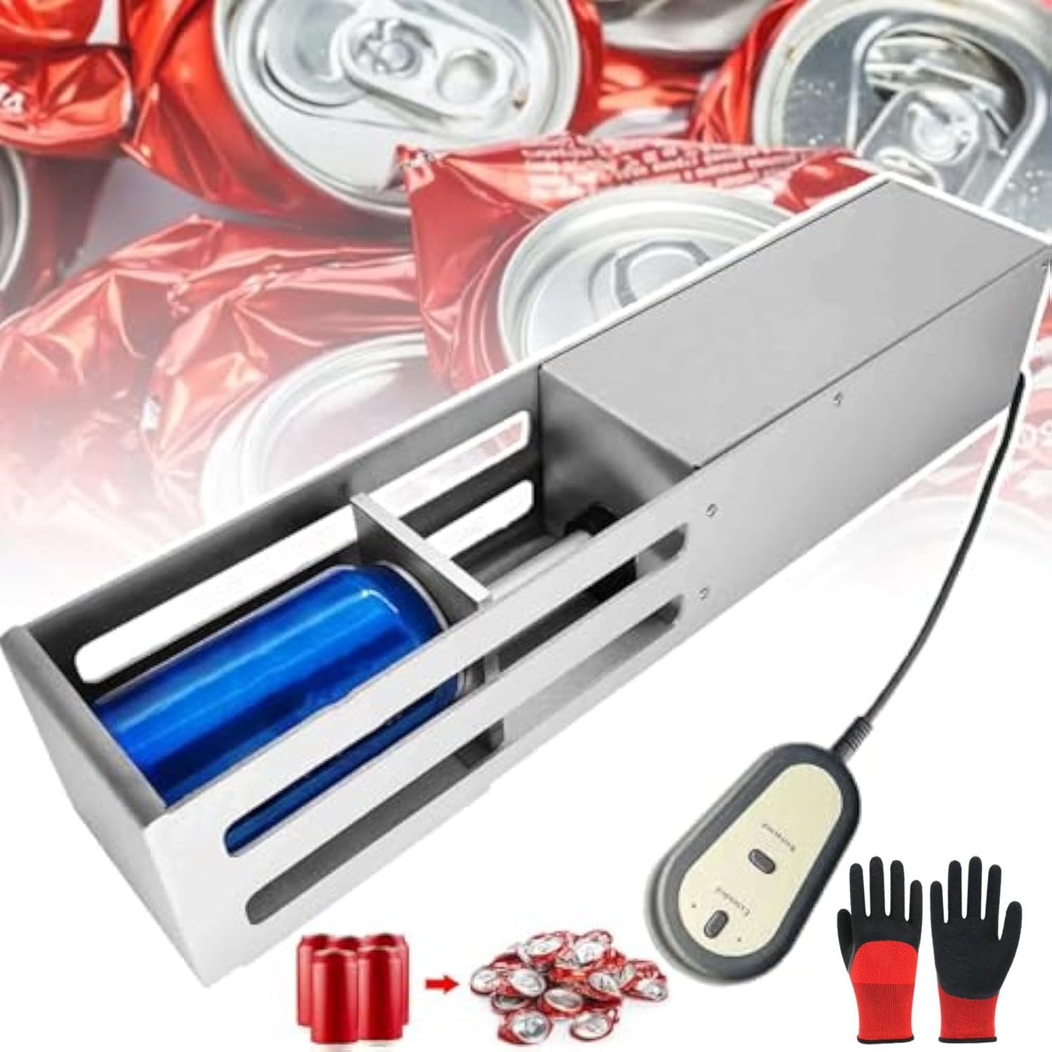 Portable Water Bottle Recycling Compressor, Electric Can Crusher, Horizontal and Vertical Use/One-Button Operation, for Recycling Aluminium soda, soda Beer,Black