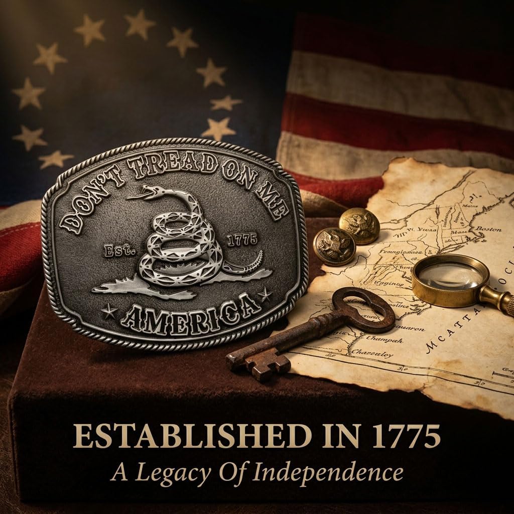 Western Belt Buckles for Men Cowboy Belt Buckle American Patriotic Belt Buckles Rattlesnake