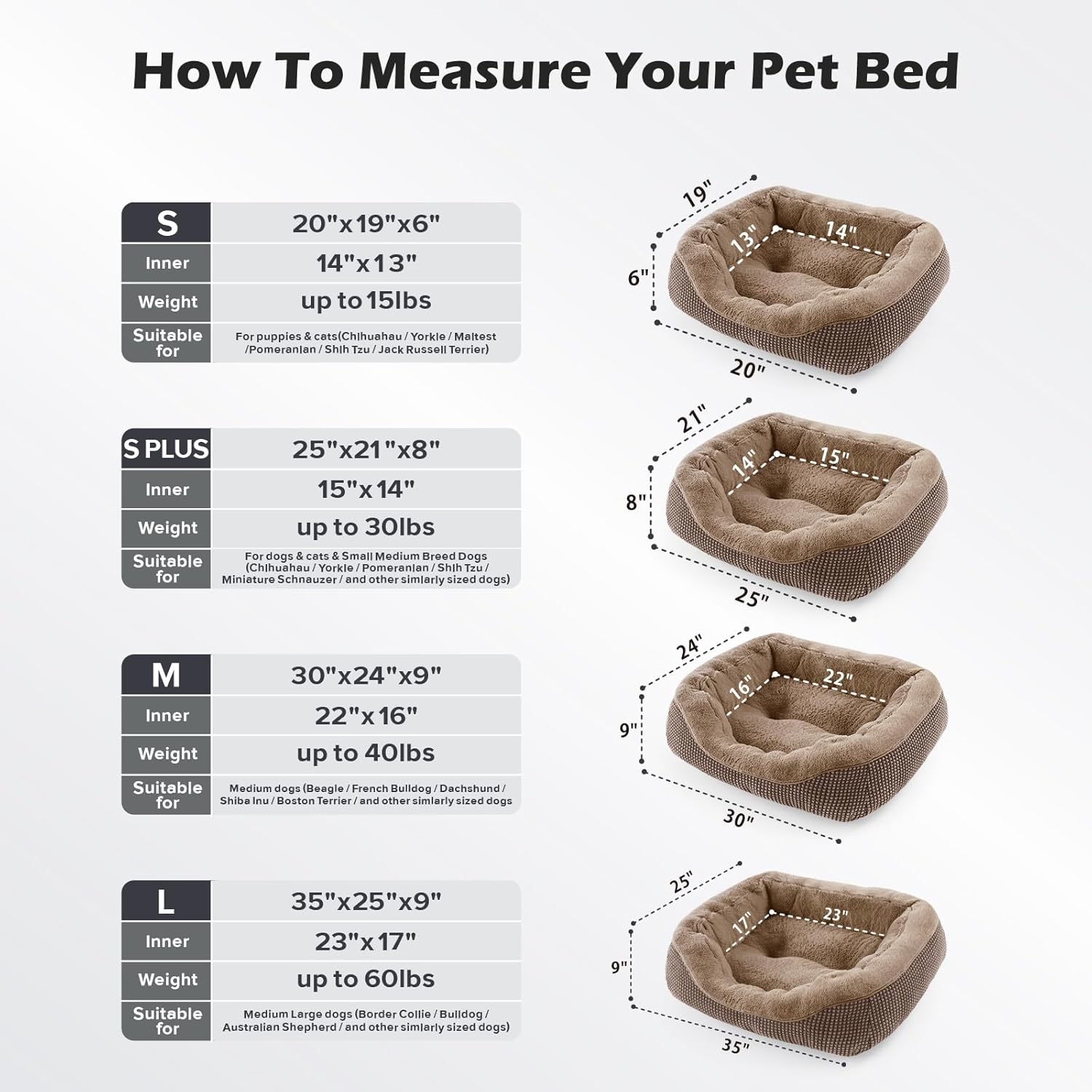 INVENHO Dog Bed Medium Size, Orthopedic Warming Soft Calming Sleeping Durable with Anti-Slip Bottom