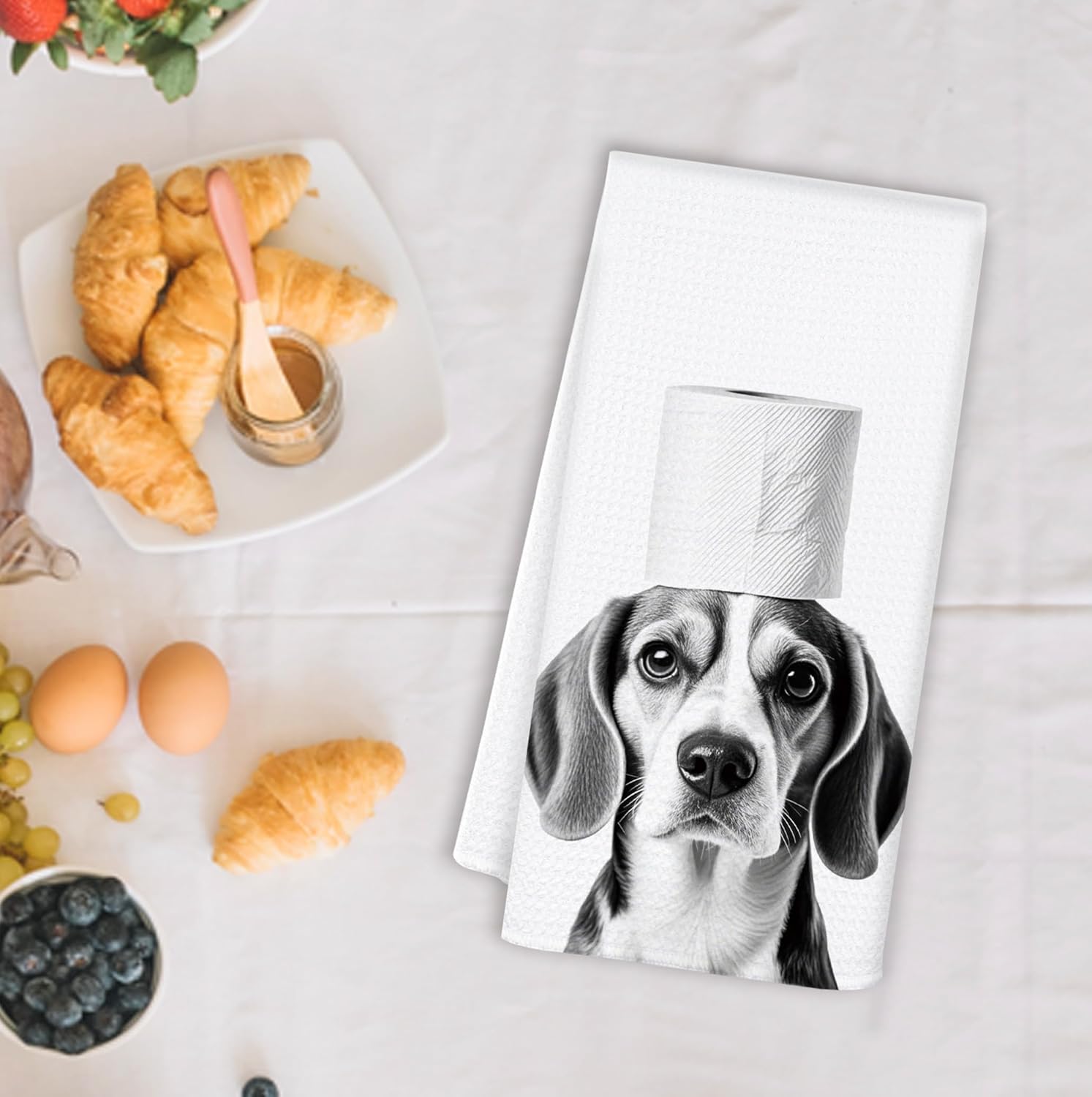 Funny Beagle Dog Hand Towels for Bathroom Washroom, Dog Bathroom Decor, Beagle Gifts for Women Men Dogs Lovers, Funny Puppy Bathrooms Hand Towels, 16x24 Inch - Image 2