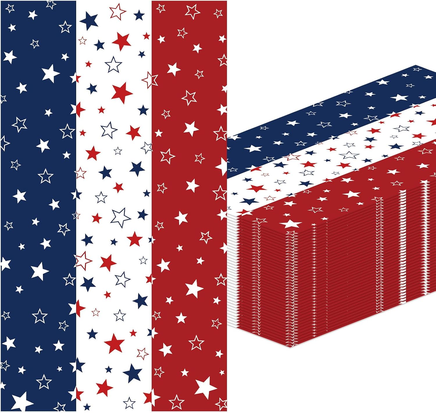 100 Pcs 4th of July Napkins Patriotic Guest Disposable Paper Napkins 2-Ply Red White Blue Star Cocktail Hand Towel for Kitchen Bathroom Independence Day Party Decor Supplies,15.7 x 13 Inch