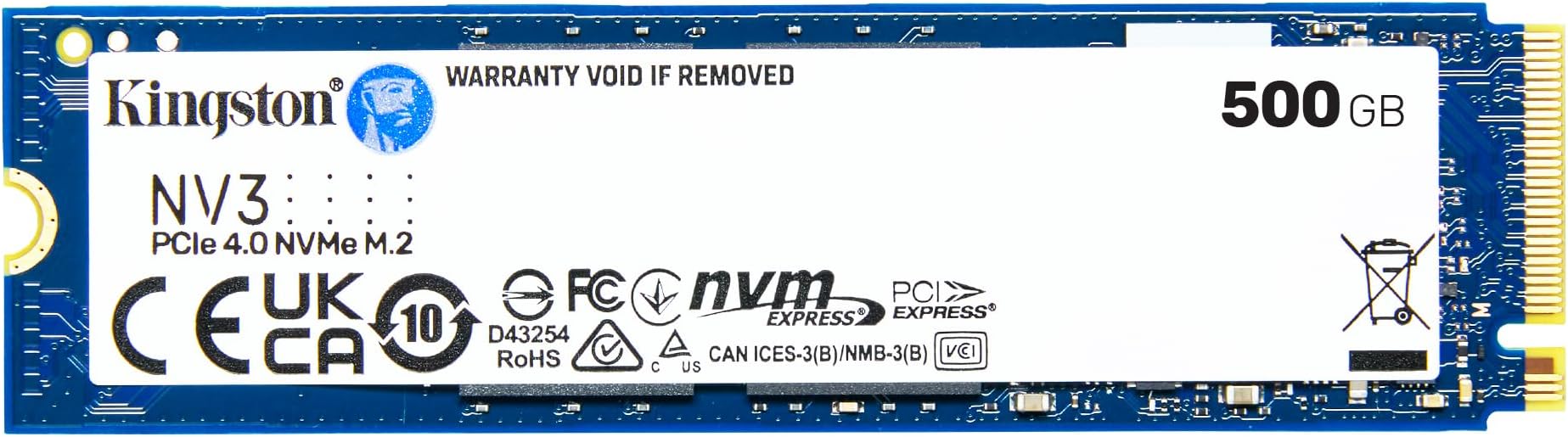 Kingston NV3 NVMe PCIe 4.0 Internal SSD 500GB M.2 2280-SNV3S/500G