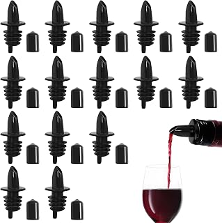 Snow Cone Syrup Bottle Pour Spouts & Liquor Pourers,30 Pcs Leak-Proof Dispenser Accessories with Cup Covers for Alcohol, Bartending and Snow Cone Syrups