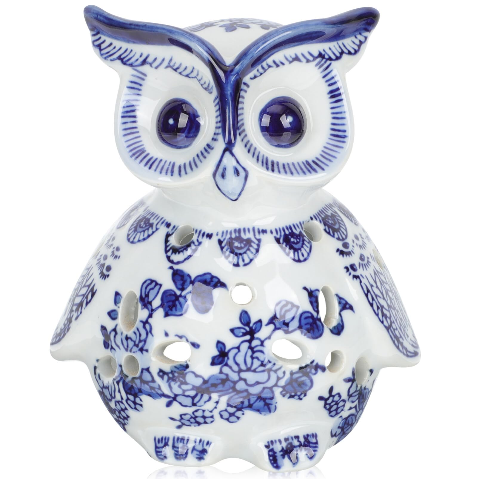 Garneck Owl Porcelain Candle Holder Animal Figurines Blue Decor Household Decor Ceramic Animals Collectible Figurine Ceramic Tealight Holder Ceramic Owl Candlestick Party Candlestick Decor
