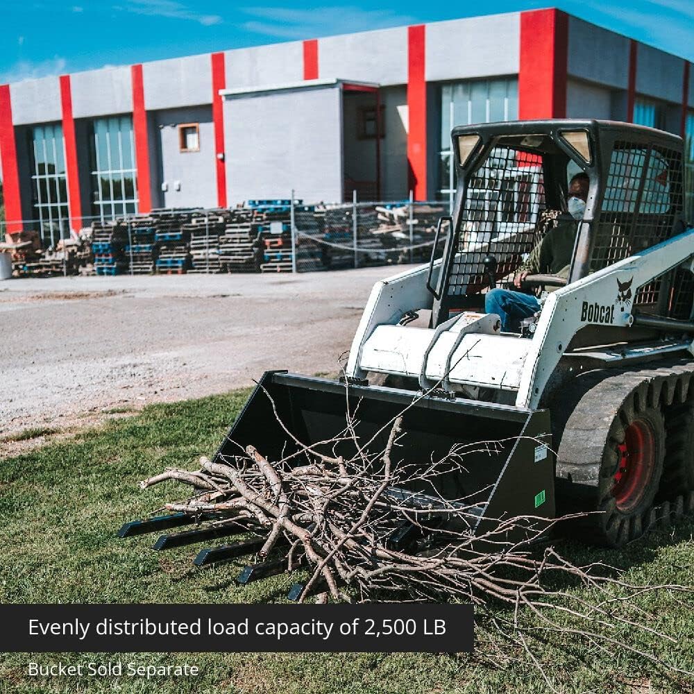 Titan Attachments 21" Fork Length Clamp-On Debris Forks V2, Fits Loader Buckets, Skid Steers