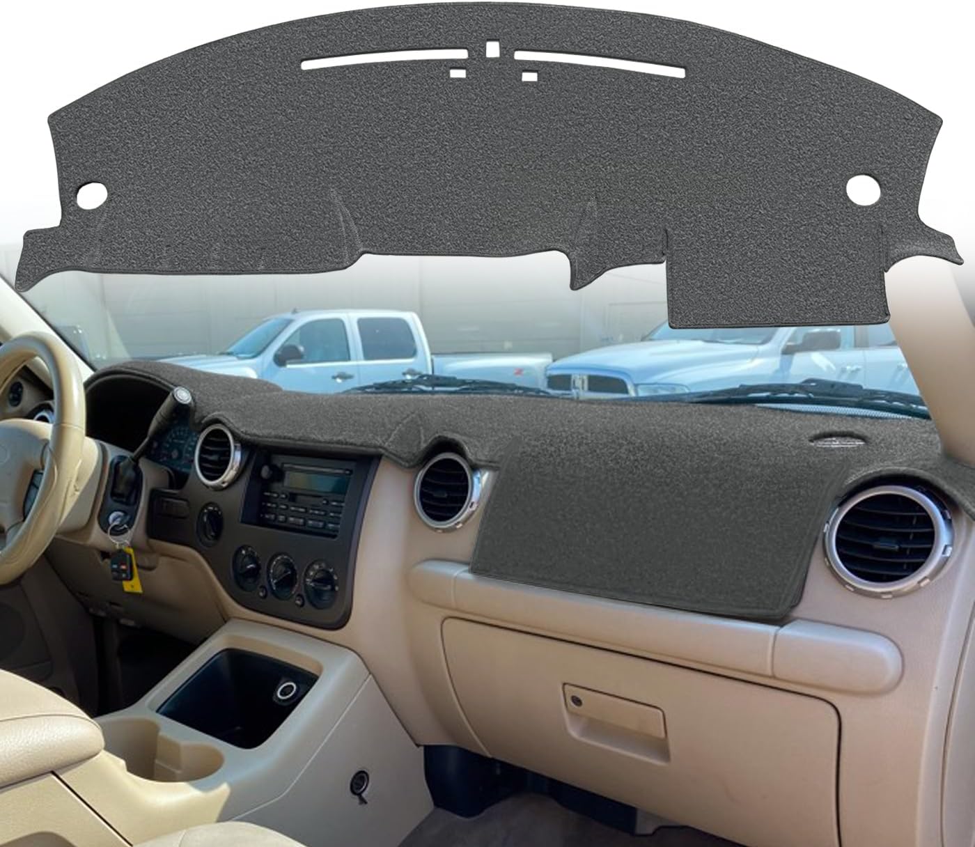 Dash Cover Mat Custom Fit for Ford Expedition with Light Sensor Dashboard Pad Cap Carpet Protector K334 (Beige)