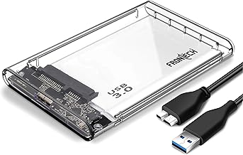 FRONTECH 2.5" USB HDD External Hard Drive Enclosure Transparent Case, USB 3.0 to SATA Tool-Free External Hard Disk Case with High-Speed Data Transfer Storage Capacity Compatible (NC-0034)