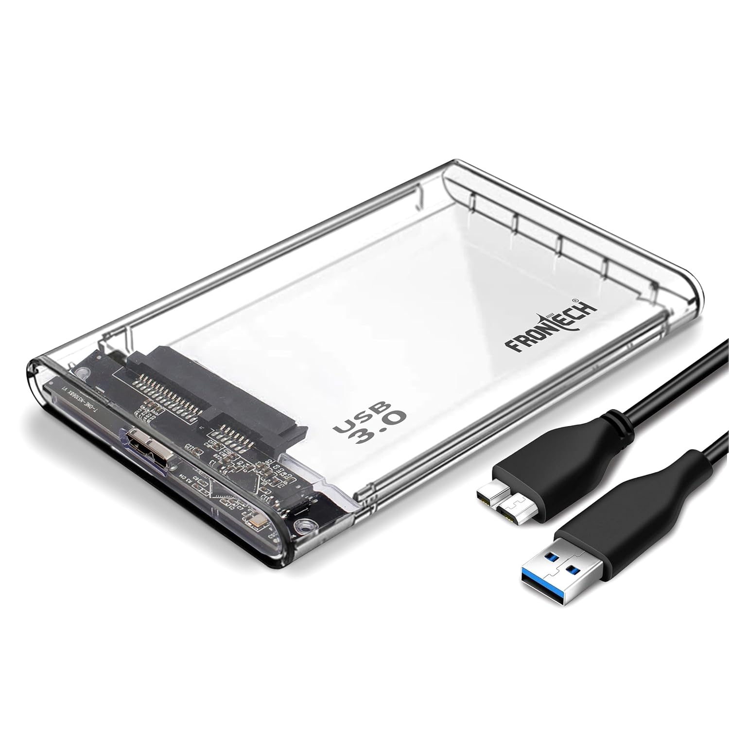 Frontech 2.5 Inch SATA SSD/HDD Enclosure with Transparent Case, USB 3.0, High-Speed Data Transfer, Tool-Free Installation, Supports Up to 6TB (NC-0034)
