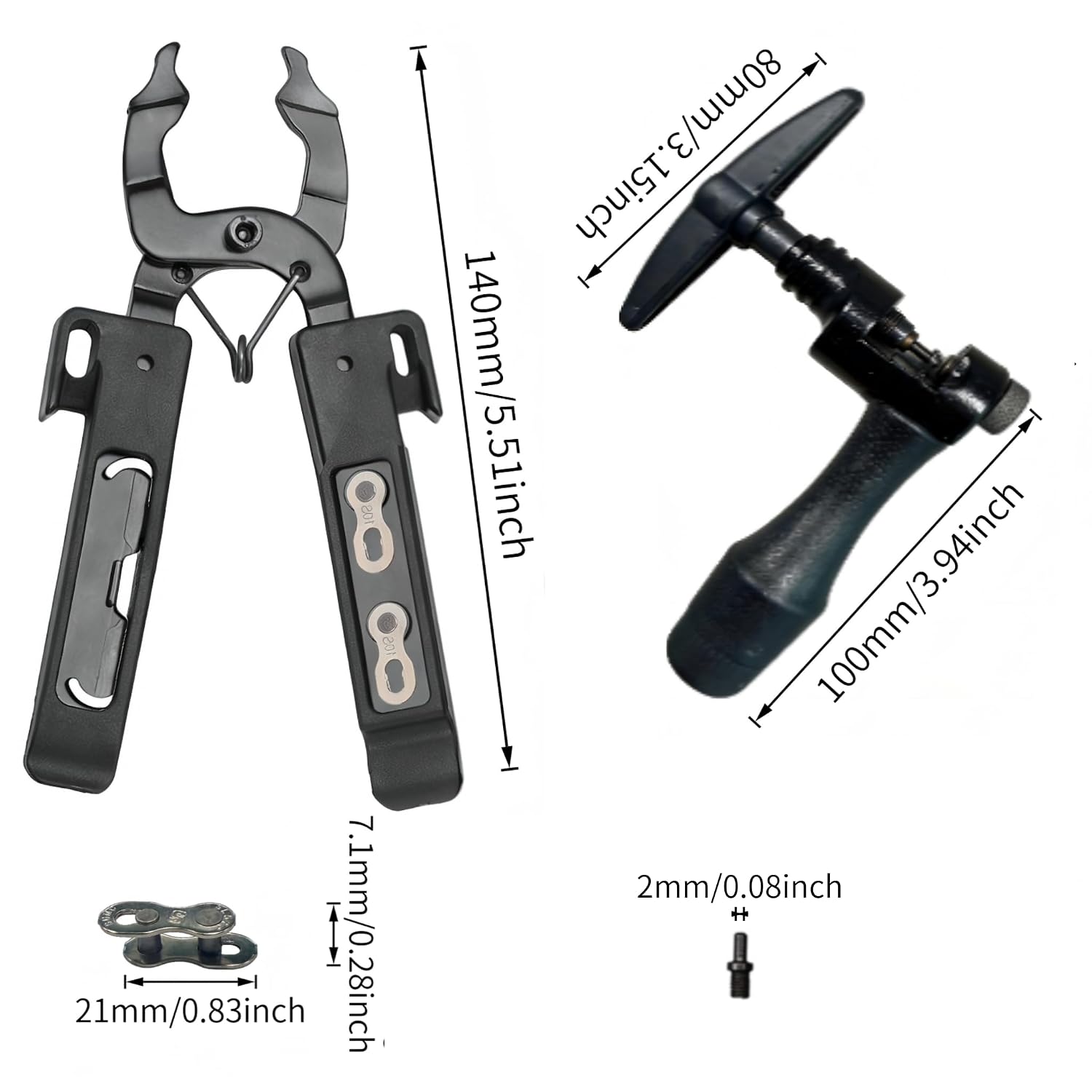 Bike Chain Kit, Tire Prying Tool, Multi-Functional Pliers, 6/7/8 Speed, Waterproof & Rust-Proof, 126 Links, Compatible with E-Bikes, Road Bikes, Mountain Bikes, City Bikes
