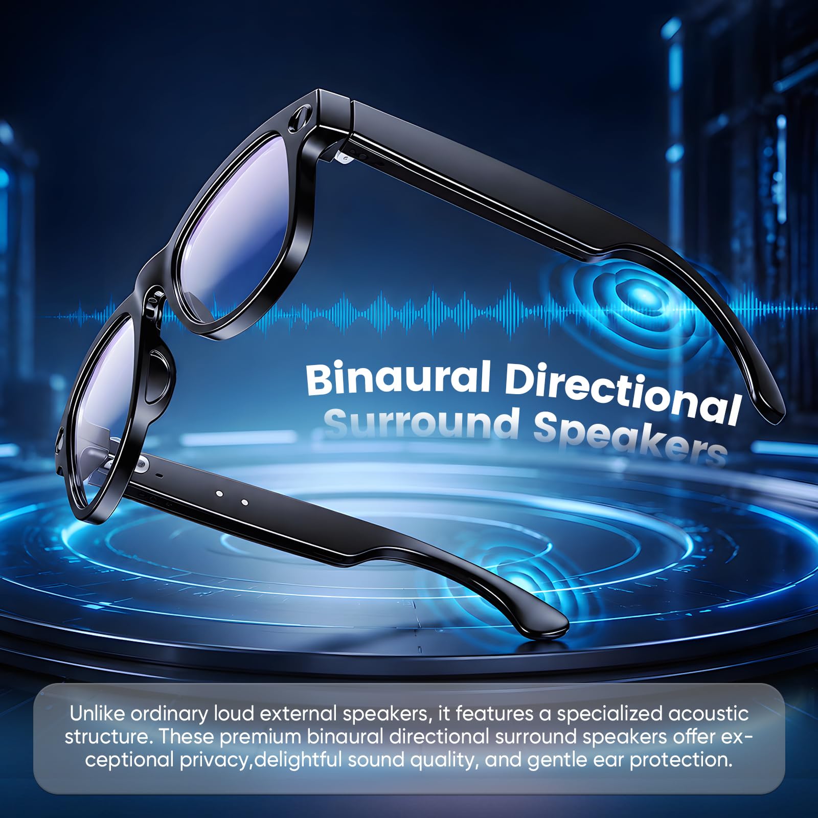 AI Smart Glasses, gafas con cámara 1200P HD con sonido abierto y batería de 24 horas, gafas AI con control por voz y diseño antiescaldaduras para tomar fotos, videoconferencias, disfrutar de la música