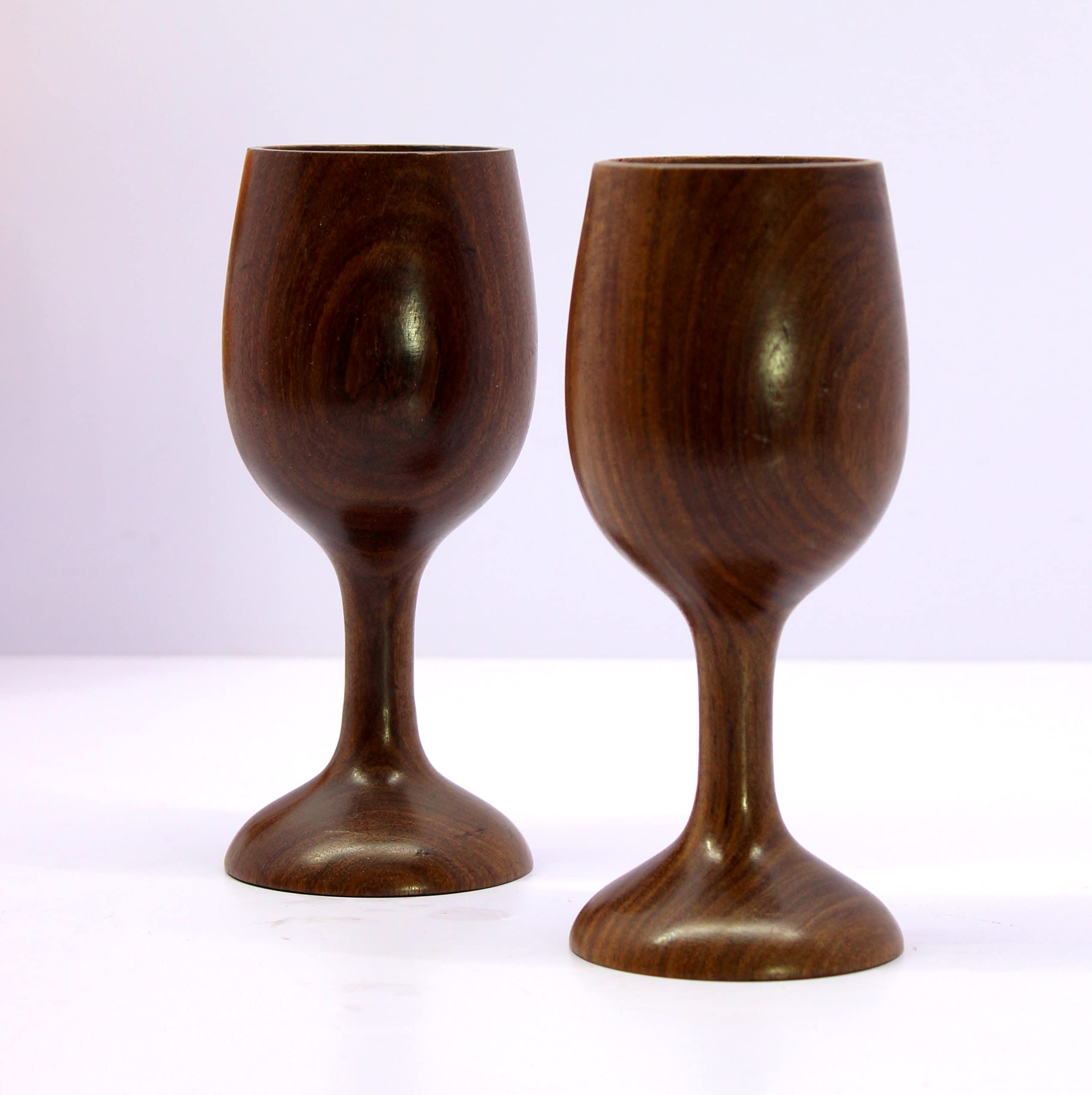KLEO Wooden Wine Glass Goblet Champagne Flutes Coupes Glasses - Set of 2-250 ml - Wood - 6.9" Inches Height - Brown - Image 5 thumbnail